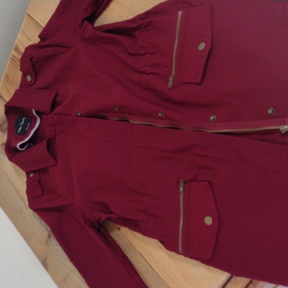 Eden Society Burgundy Full Front Zip Utility Jacket Size S - Picture 10 of 12